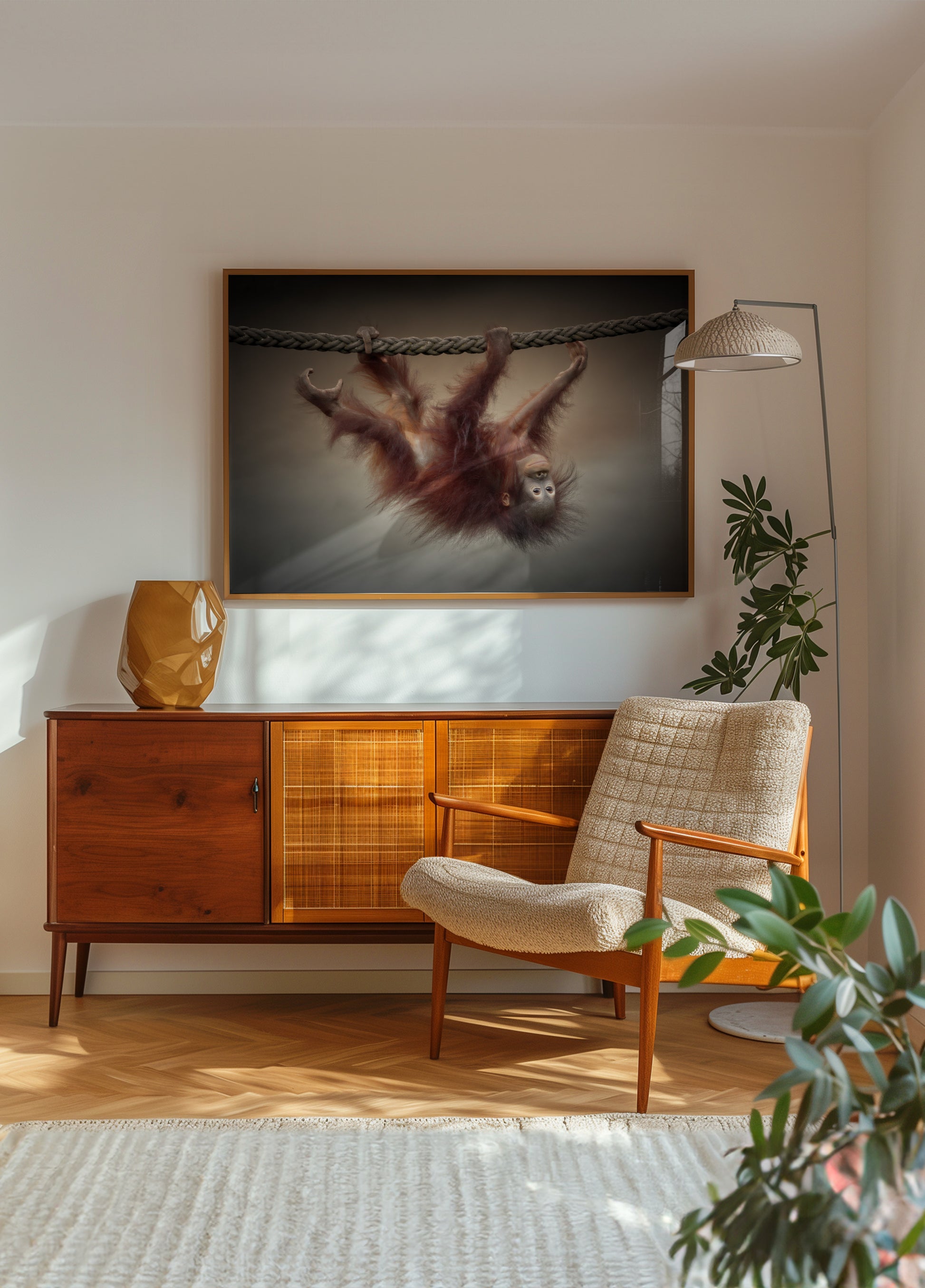 Verspielter Baby-Orang-Utan