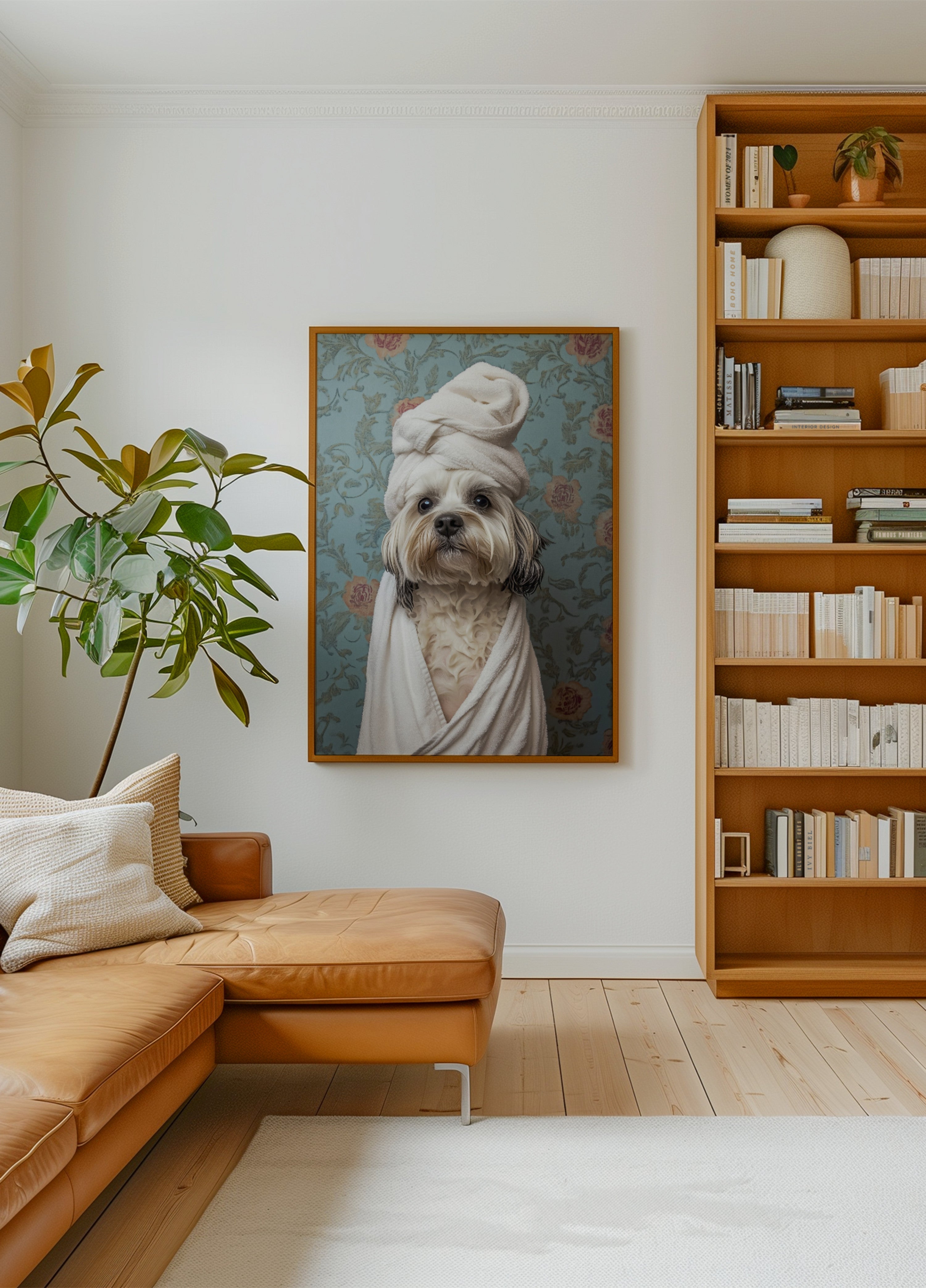 Verwöhnter Hund im Handtuch
