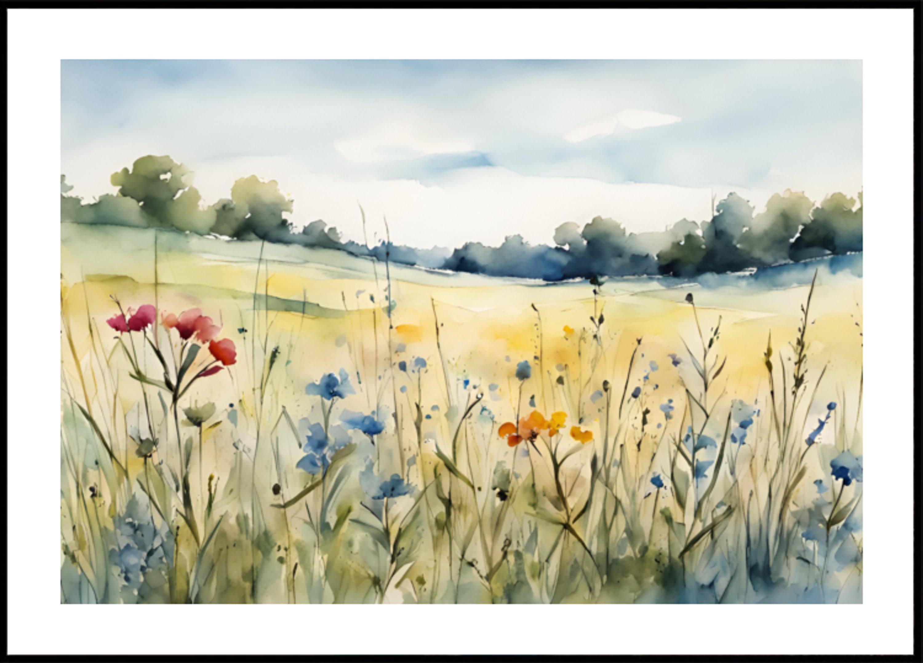 Wildblumenfeld-Aquarell