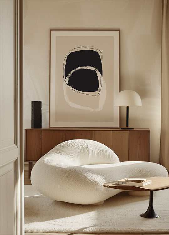 Black And White Shapes With Fluid Lines - Posterbox